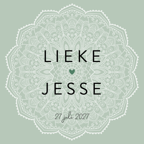 Groene trouwkaart met mandala