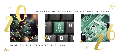 Kerstkaart voor ICT sector met 2026 in goudfolie