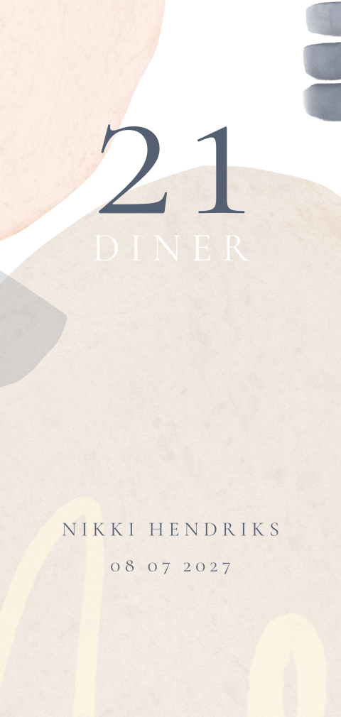 Abstracte uitnodiging voor 21 diner met vlekken
