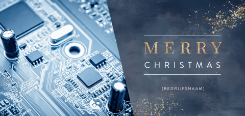 Kerstkaart met blauwe waterverf en foto ICT
