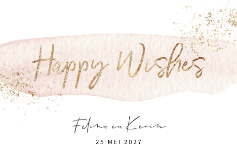 Gastenkaartje blush met gouden verfspetters