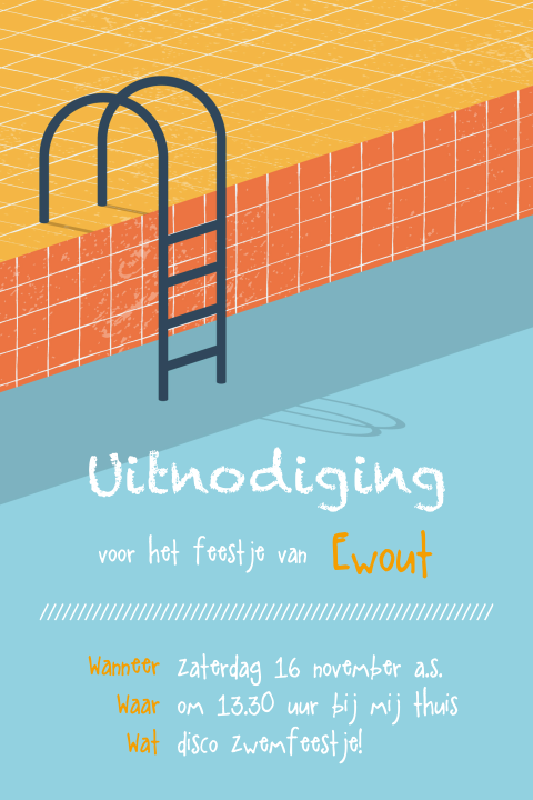 Uitnodiging kinderfeestje zwembad of zwemfeestje