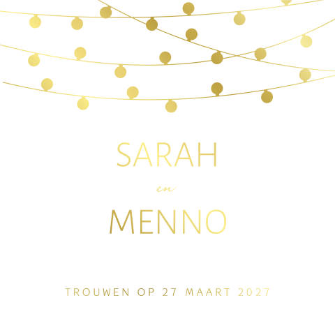 Goudfolie save the date met lampjes