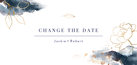 Change the datekaart met gouden bloemen en waterverf