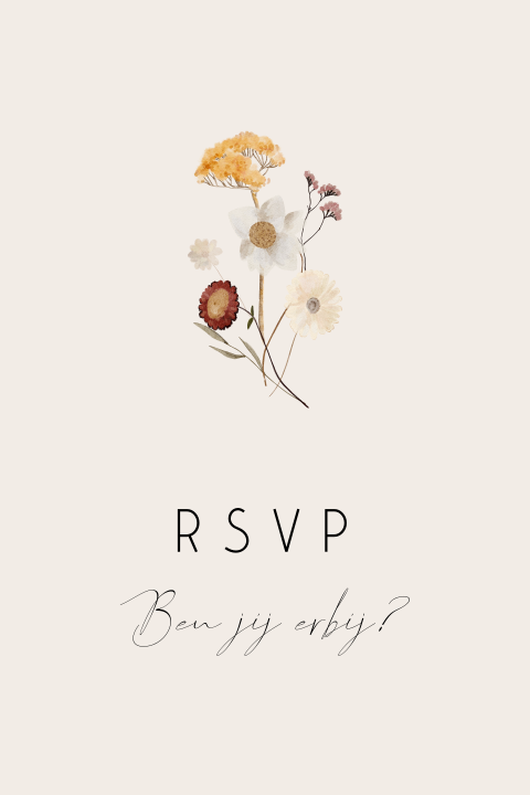 Beige RSVP kaartje met wilde bloemen