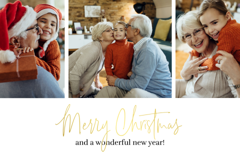 Foto kerstkaart met goudfolie Merry Christmas