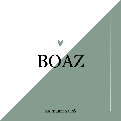 Geometrisch geboortekaartje met groen vlak