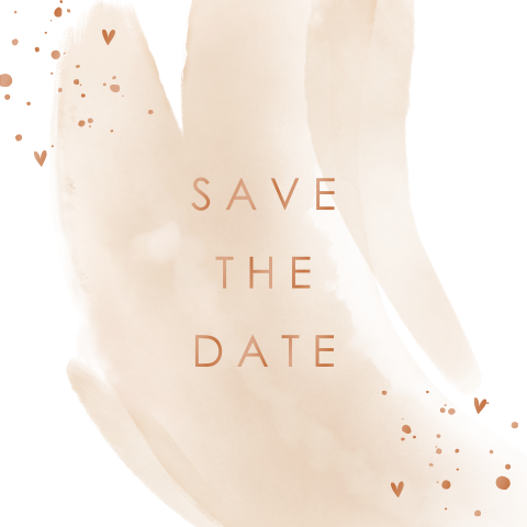 Hoogglans save the date met blush waterverf
