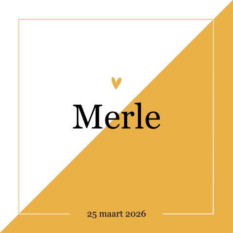 Geometrisch geboortekaartje met okergeel vlak