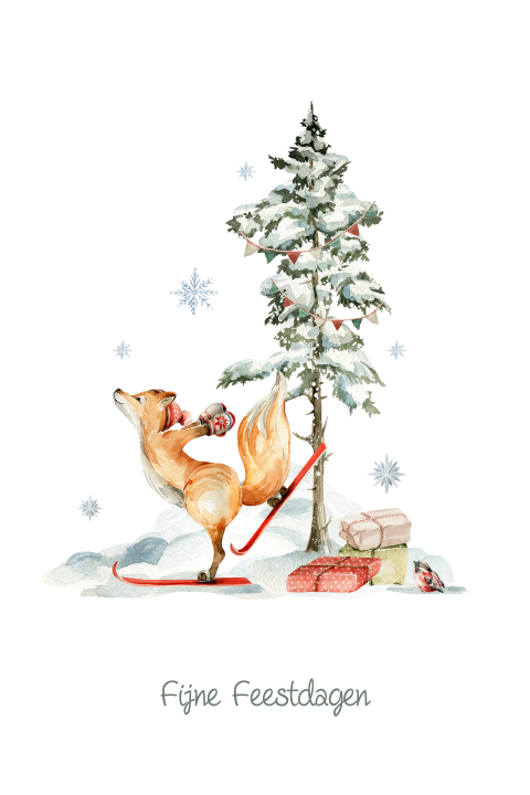 Schattige kerstkaart met vos
