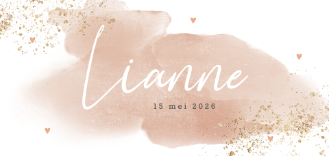 Lief geboortekaartje roze waterverf met spetters