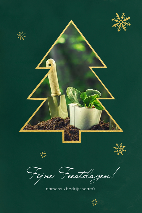 Kerstkaart eco met foto in gouden kerstboom
