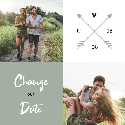 Change the date kaart met foto en groen vlak