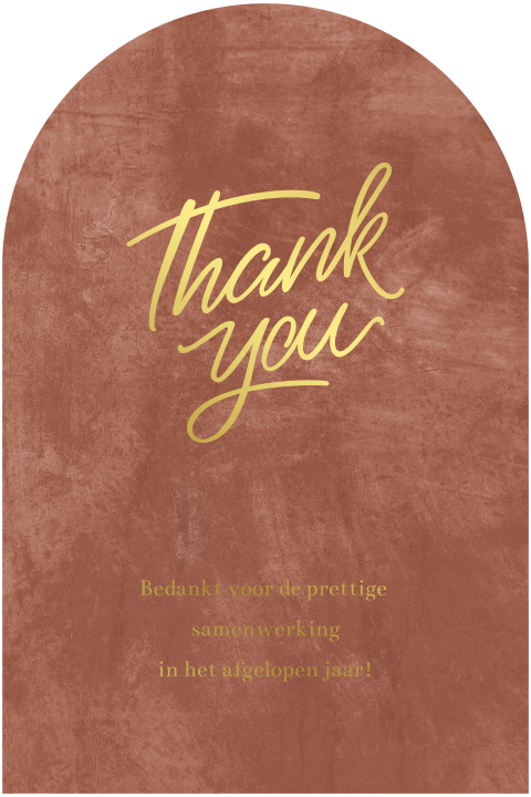 Minimalistische kerstkaart met Thank You in foliedruk