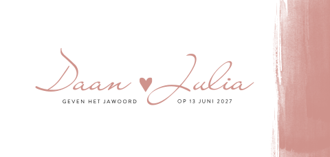 Trouwkaart op duurzaam papier met roze waterverf