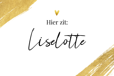 Tafelkaartje gouden verfstreken met naam gast