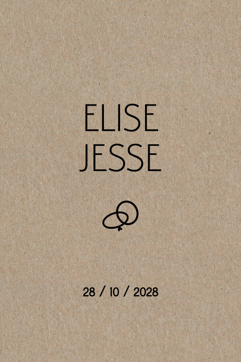 Minimalistische trouwkaart van echt kraftpapier