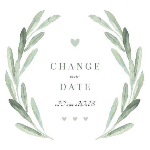 Klassieke change the date kaart met bladeren