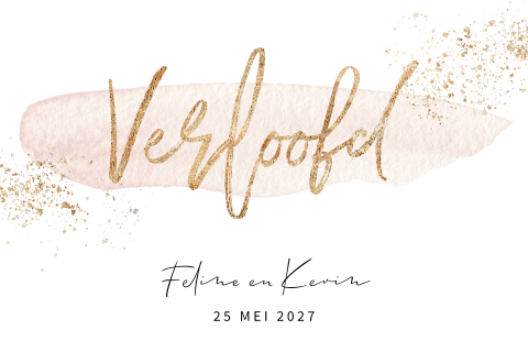 Verlovingskaart met blush waterverf en spetters