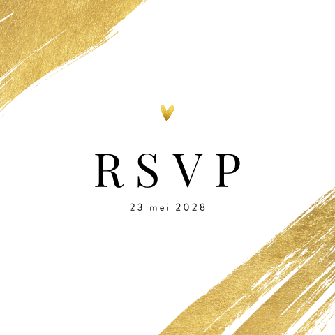 Rsvp kaartje met gouden verfstreken