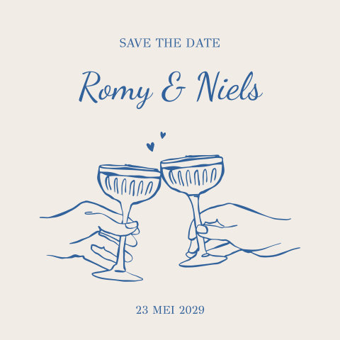 Save the date met proostende champagne