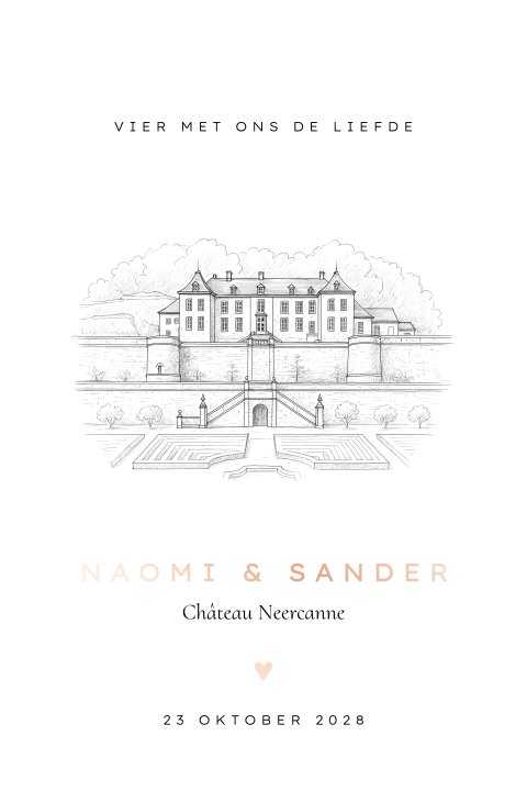 Trouwkaart met trouwlocatie Château Neercanne