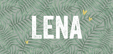 Botanisch geboortekaartje meisje met bladeren en goudfolie hartjes
