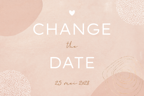 Change the date kaart met roze waterverf en gingko blad