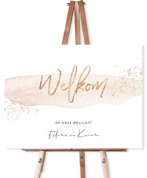 Welkomstbord met blush veeg