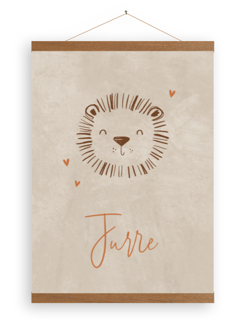 Stoere canvas poster met latjes met leeuw