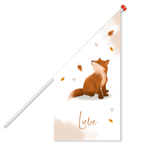 Herfst geboortevlag met vos en roze waterverf