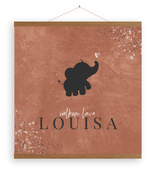 Canvas poster in terra met olifantje en spetters