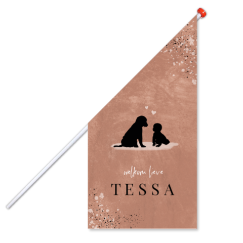 Terra vlag met silhouetjes hond en baby