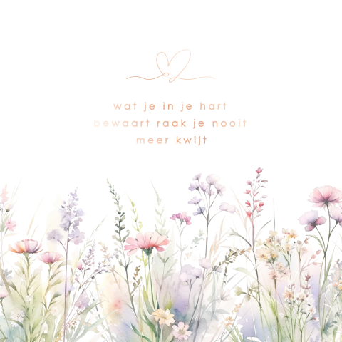 Bedankkaartjes na overlijden veldbloemen roségoudolie
