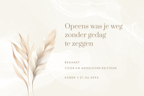 Bedankkaarten na overlijden in botanische ingetogen stijl