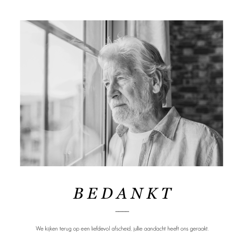 Bedankkaarten na overlijden met zwart-wit portretfoto