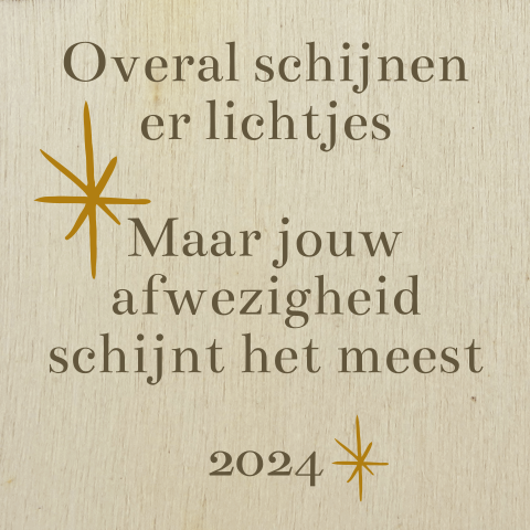 Houten kersthanger ster - Overal schijnen er lichtjes