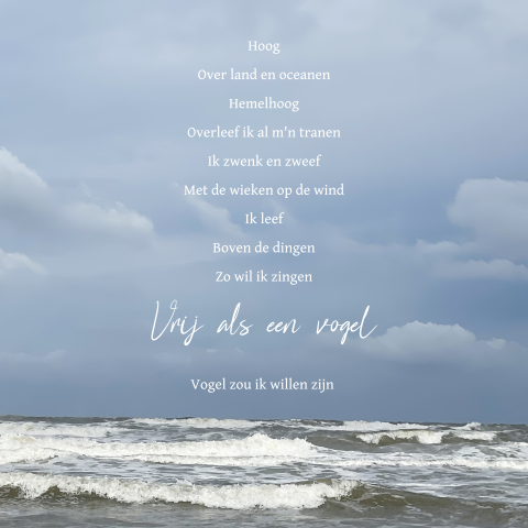 Rouwkaart zee gedicht foto modern