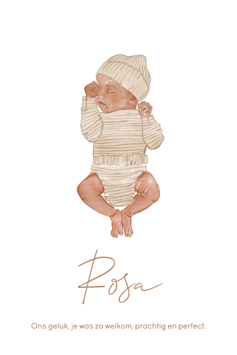 Lief baby rouwkaartje meisje met illustratie van  baby
