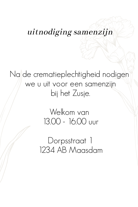 Uitnodiging samenzijn bloem