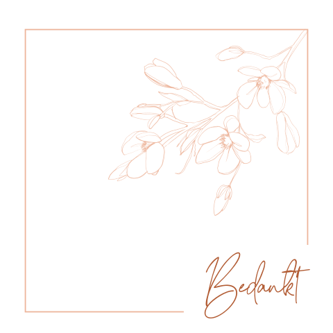 Dankbetuiging bedankkaart na overlijden met bloemen in terra