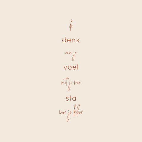 Wenskaart sterkte ik denk aan je voel met je mee