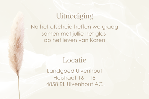 Uitnodiging samenzijn ingetogen met pluim