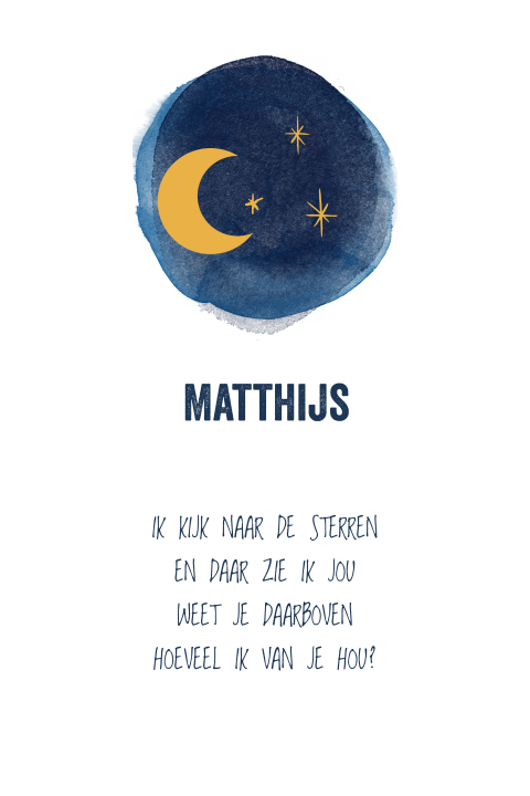 Rouwkaartje maan en sterren