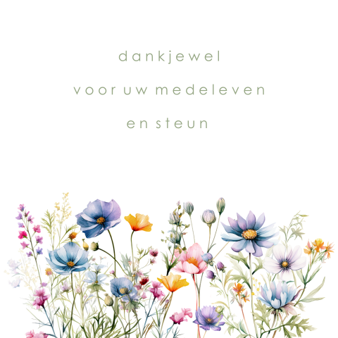 Bedanktkaart rouw veldbloemen
