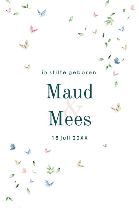 Rouwkaartje tweeling vlinders