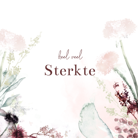 Kaart sterkte na overlijden bloemen aquarel