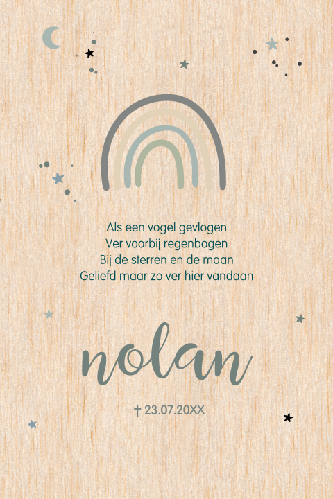 Rouwkaart baby regenboog