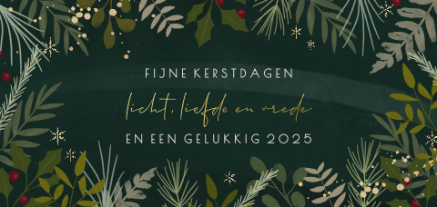 Kerstkaart fijne feestdagen, licht, liefde en hoop