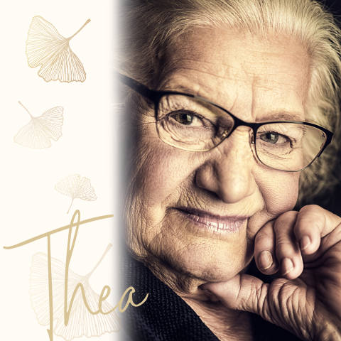 Gedachteniskaartje met portretfoto en gedicht dementie
